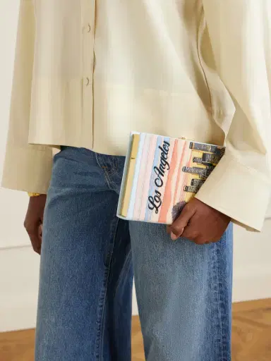 Olympia Le-Tan Los Angeles Appliquéd Embroidered Canvas Clutch | Thumbnail 2 Olympia Le-Tan Los Angeles Appliquéd Embroidered Canvas Clutch | Thumbnail 2