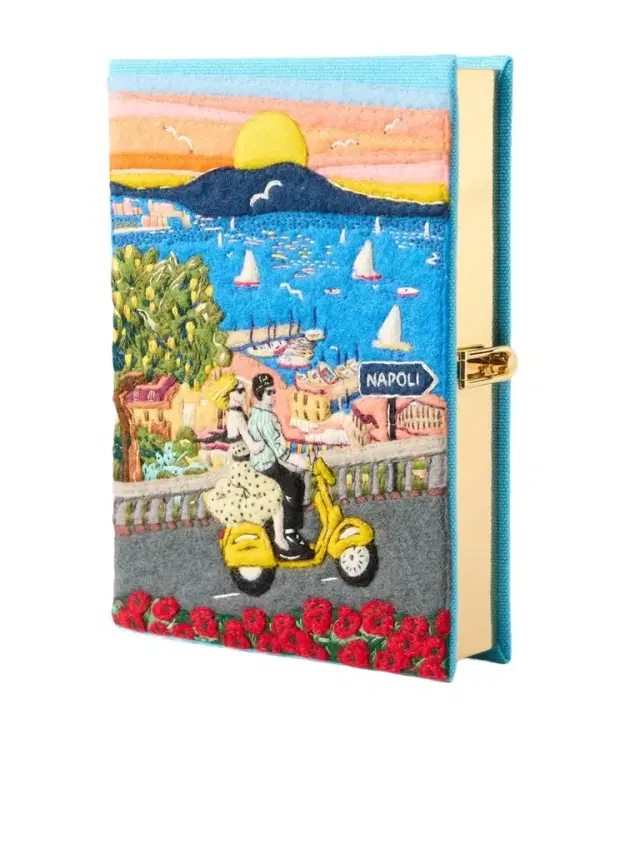 Napoli Appliquéd Embroidered Canvas Clutch