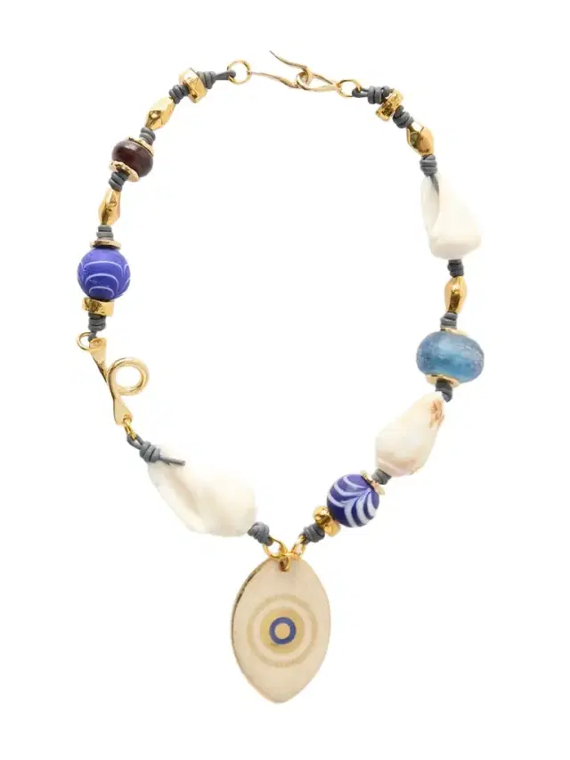 Evil Eye Gold-plated, Seashell And Ceramic Necklace