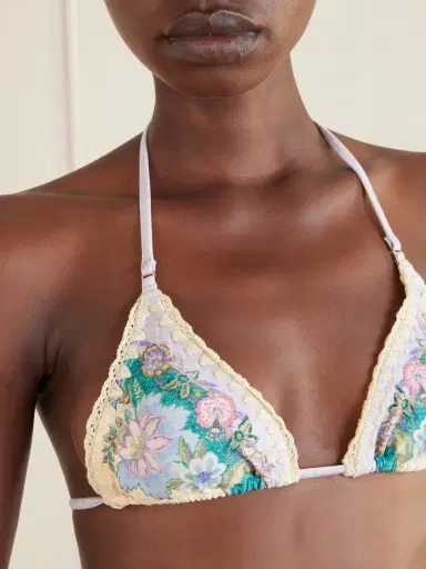 Zimmermann Floral-print Crochet-trimmed Bikini Top | Thumbnail 4