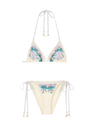 Zimmermann Floral-print Crochet-trimmed Bikini Top | Thumbnail 1