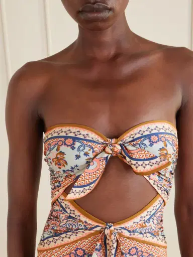 Zimmermann Aster Strapless Knot-detailed Cut-out Printed Swimsuit | Thumbnail 4 Zimmermann Aster Strapless Knot-detailed Cut-out Printed Swimsuit | Thumbnail 4