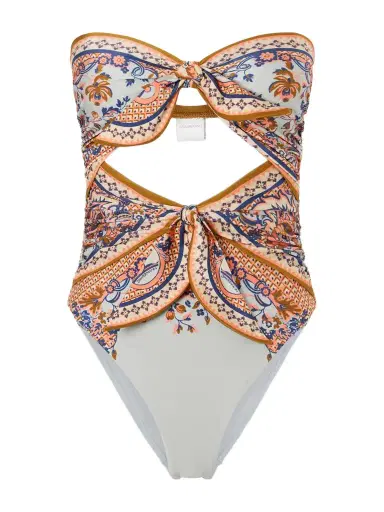 Zimmermann Aster Strapless Knot-detailed Cut-out Printed Swimsuit | Thumbnail 1 Zimmermann Aster Strapless Knot-detailed Cut-out Printed Swimsuit | Thumbnail 1