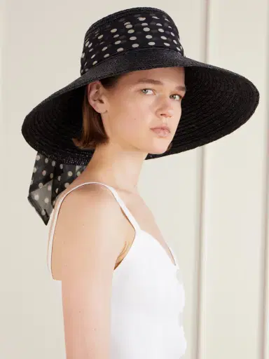 Eugenia Kim Mirabel Chiffon-trimmed Straw Sunhat | Thumbnail 3