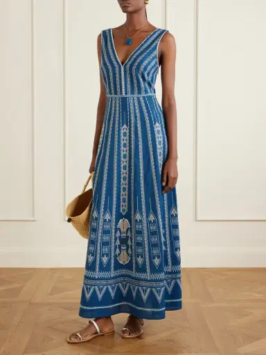 Emporio Sirenuse Nellie Embroidered Cotton And Linen-blend Maxi Dress | Thumbnail 2 Emporio Sirenuse Nellie Embroidered Cotton And Linen-blend Maxi Dress | Thumbnail 2