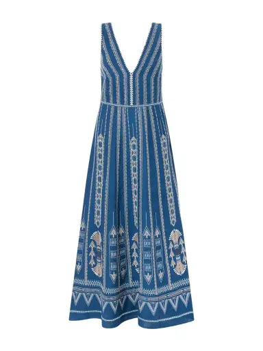 Emporio Sirenuse Nellie Embroidered Cotton And Linen-blend Maxi Dress | Thumbnail 1 Emporio Sirenuse Nellie Embroidered Cotton And Linen-blend Maxi Dress | Thumbnail 1