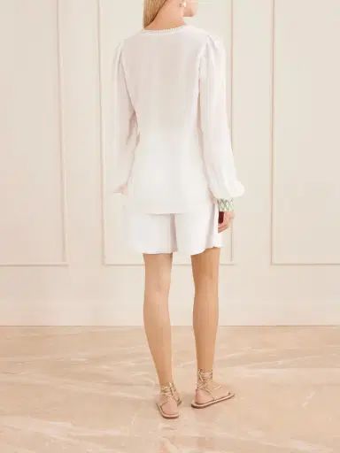 Emporio Sirenuse Vera Embroidered Silk-crepe Blouse | Thumbnail 4