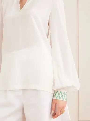 Emporio Sirenuse Vera Embroidered Silk-crepe Blouse | Thumbnail 5