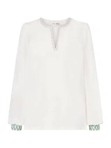 Emporio Sirenuse Vera Embroidered Silk-crepe Blouse | Thumbnail 1