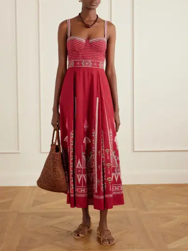 Emporio Sirenuse Elida Embroidered Linen And Cotton-blend Maxi Dress | Thumbnail 2 Emporio Sirenuse Elida Embroidered Linen And Cotton-blend Maxi Dress | Thumbnail 2