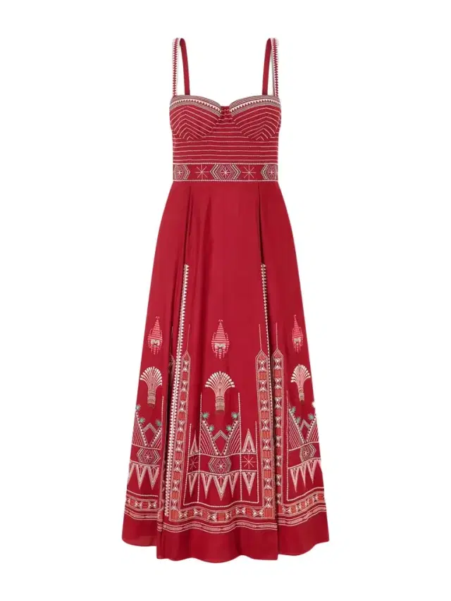 Elida Embroidered Linen And Cotton-blend Maxi Dress