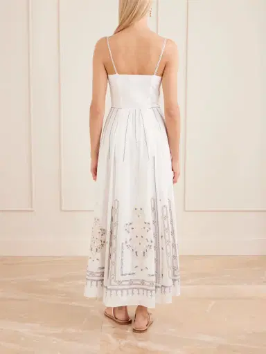 Emporio Sirenuse Valya Embroidered Pleated Cotton-poplin Midi Dress | Thumbnail 3 Emporio Sirenuse Valya Embroidered Pleated Cotton-poplin Midi Dress | Thumbnail 3