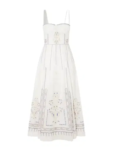 Emporio Sirenuse Valya Embroidered Pleated Cotton-poplin Midi Dress | Thumbnail 1 Emporio Sirenuse Valya Embroidered Pleated Cotton-poplin Midi Dress | Thumbnail 1