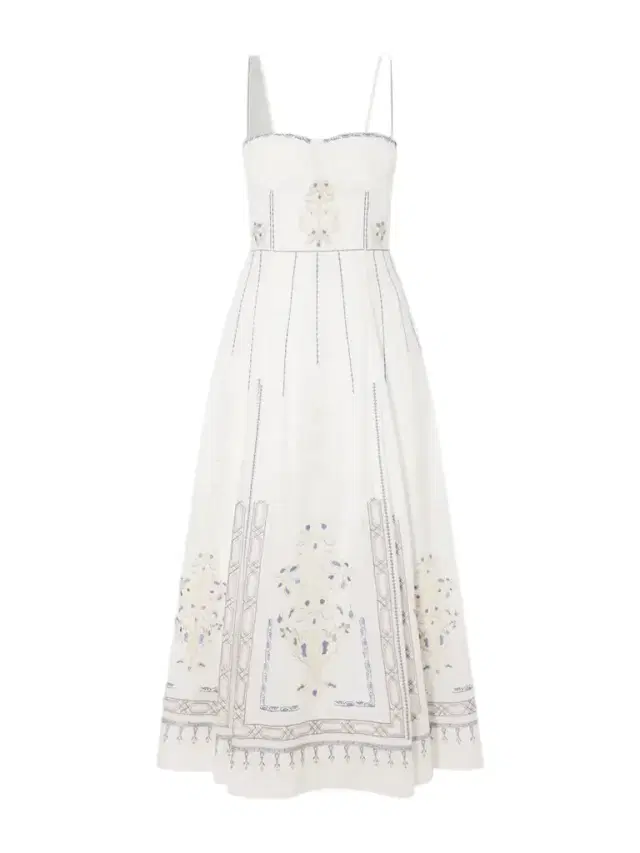 Valya Embroidered Pleated Cotton-poplin Midi Dress