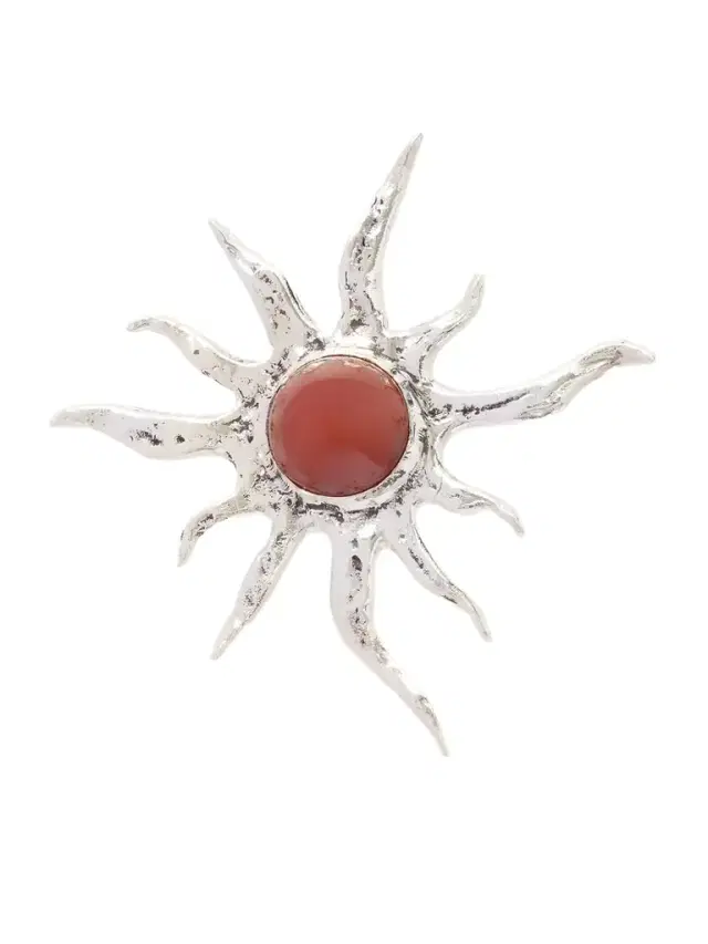 Sophie Buhai Ra Silver And Carnelian Brooch