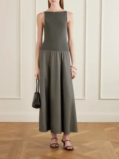 St. Agni Ribbed Jersey And Cotton-blend Poplin Midi Dress | Thumbnail 2 St. Agni Ribbed Jersey And Cotton-blend Poplin Midi Dress | Thumbnail 2