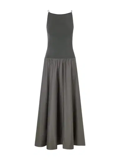 St. Agni Ribbed Jersey And Cotton-blend Poplin Midi Dress | Thumbnail 1 St. Agni Ribbed Jersey And Cotton-blend Poplin Midi Dress | Thumbnail 1