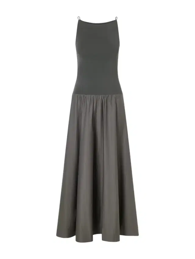 St. Agni Ribbed Jersey And Cotton-blend Poplin Midi Dress