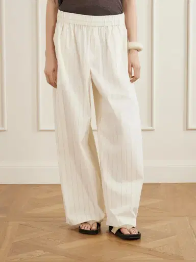 St. Agni Everyday Striped Cotton-blend Poplin Wide-leg Pants | Thumbnail 3