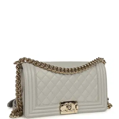 Chanel Chanel Medium Boy Bag Light Grey Caviar Light Gold Hardware | Thumbnail 2 Chanel Chanel Medium Boy Bag Light Grey Caviar Light Gold Hardware | Thumbnail 2