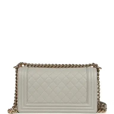 Chanel Chanel Medium Boy Bag Light Grey Caviar Light Gold Hardware | Thumbnail 4 Chanel Chanel Medium Boy Bag Light Grey Caviar Light Gold Hardware | Thumbnail 4