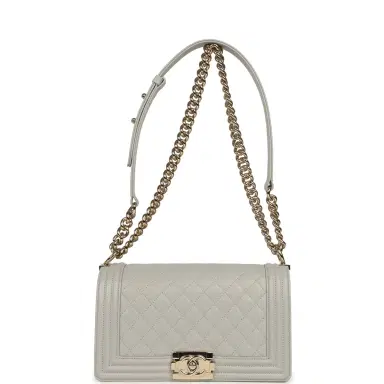 Chanel Chanel Medium Boy Bag Light Grey Caviar Light Gold Hardware | Thumbnail 7 Chanel Chanel Medium Boy Bag Light Grey Caviar Light Gold Hardware | Thumbnail 7