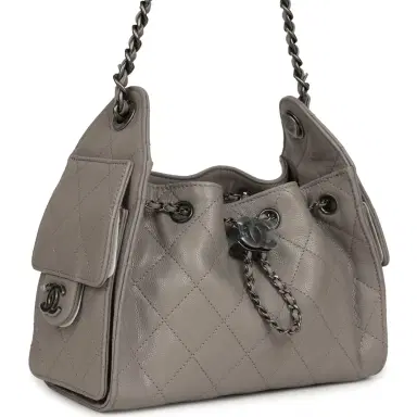 Chanel Chanel Mini 25 Hobo Bag Dark Grey Caviar Aged Ruthenium Hardware | Thumbnail 2