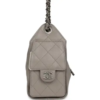 Chanel Chanel Mini 25 Hobo Bag Dark Grey Caviar Aged Ruthenium Hardware | Thumbnail 3