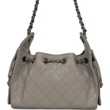 Chanel Chanel Mini 25 Hobo Bag Dark Grey Caviar Aged Ruthenium Hardware | Thumbnail 4