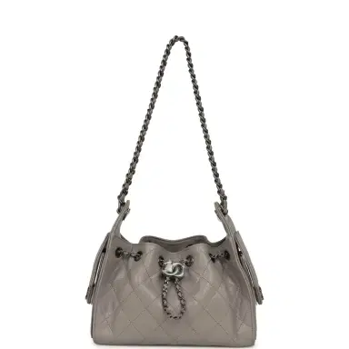 Chanel Chanel Mini 25 Hobo Bag Dark Grey Caviar Aged Ruthenium Hardware | Thumbnail 7