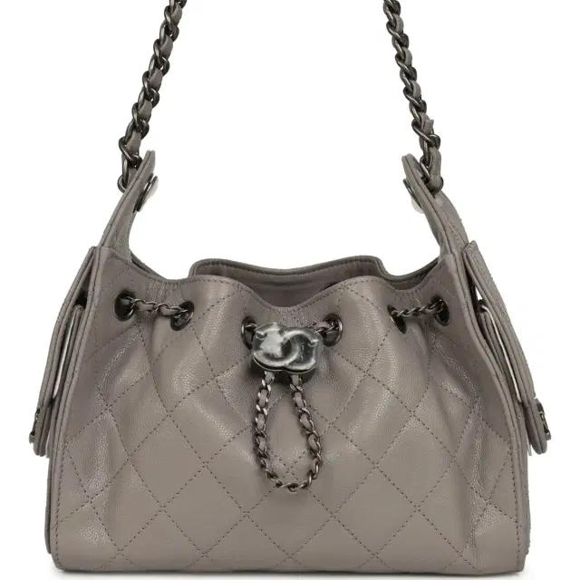 Chanel Chanel Mini 25 Hobo Bag Dark Grey Caviar Aged Ruthenium Hardware