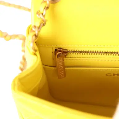 Chanel Chanel Mini Pearl Crush Square Flap Bag Yellow Lambskin Brushed Gold Hardware | Thumbnail 12