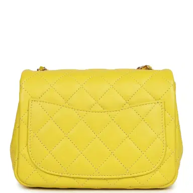 Chanel Chanel Mini Pearl Crush Square Flap Bag Yellow Lambskin Brushed Gold Hardware | Thumbnail 4