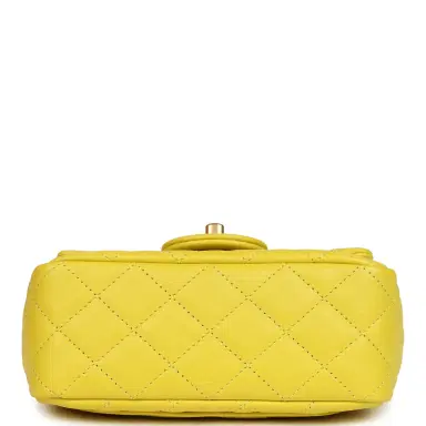 Chanel Chanel Mini Pearl Crush Square Flap Bag Yellow Lambskin Brushed Gold Hardware | Thumbnail 6