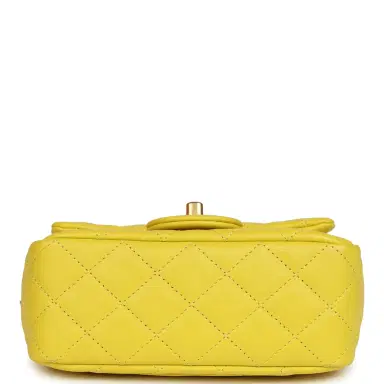 Chanel Chanel Mini Pearl Crush Square Flap Bag Yellow Lambskin Brushed Gold Hardware | Thumbnail 9