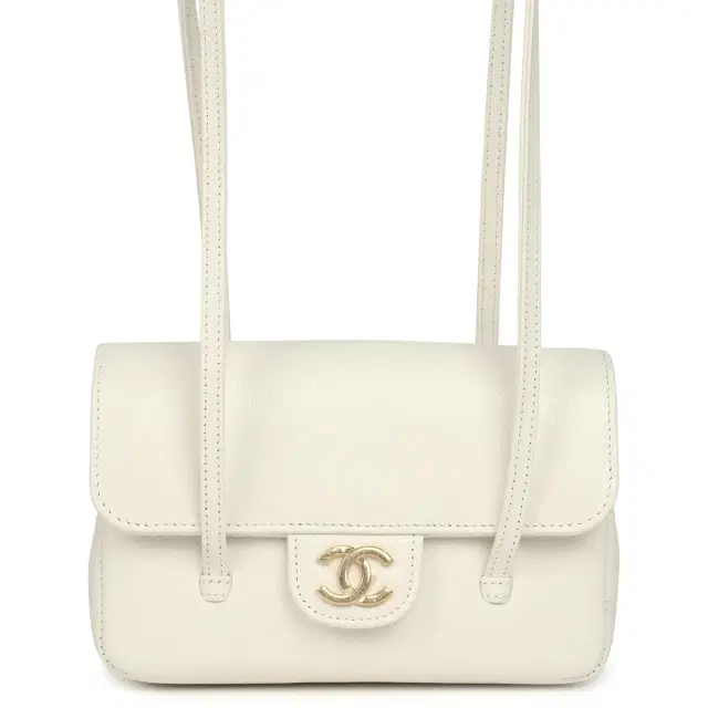 Chanel Chanel Mini Preppy Coco Clutch with Straps White Shiny Caviar Brushed Gold Hardware