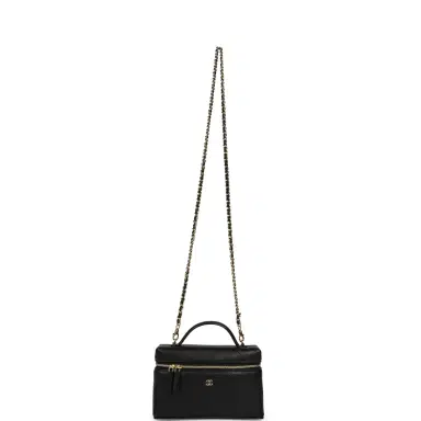 Chanel Chanel Top Handle Long Vanity Case with Chain Black Grained Goatskin Gold Hardware | Thumbnail 7 Chanel Chanel Top Handle Long Vanity Case with Chain Black Grained Goatskin Gold Hardware | Thumbnail 7