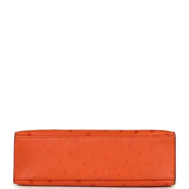 HERMÈS Pre-owned Hermes Kelly Pochette Tangerine Ostrich Gold Hardware | Thumbnail 6 HERMÈS Pre-owned Hermes Kelly Pochette Tangerine Ostrich Gold Hardware | Thumbnail 6