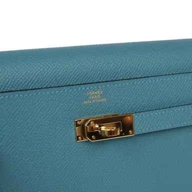 HERMÈS Pre-owned Hermes Kelly To Go Tressage Wallet Blue Jean Epsom and Sun Swift Gold Hardware | Thumbnail 8 HERMÈS Pre-owned Hermes Kelly To Go Tressage Wallet Blue Jean Epsom and Sun Swift Gold Hardware | Thumbnail 8