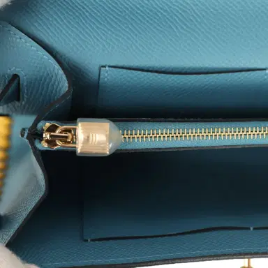 HERMÈS Pre-owned Hermes Kelly To Go Tressage Wallet Blue Jean Epsom and Sun Swift Gold Hardware | Thumbnail 10 HERMÈS Pre-owned Hermes Kelly To Go Tressage Wallet Blue Jean Epsom and Sun Swift Gold Hardware | Thumbnail 10
