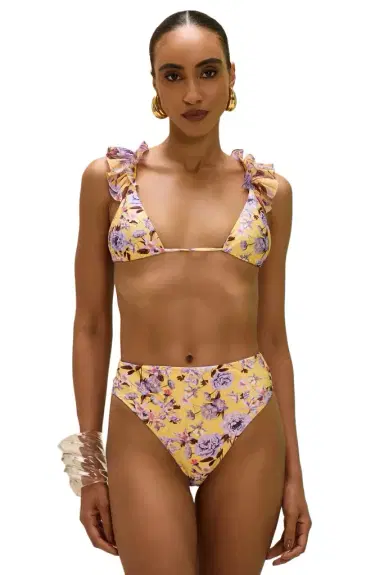PatBo PEONY PRINT LYCRA HIGH WAIST BIKINI BOTTOM | Thumbnail 1