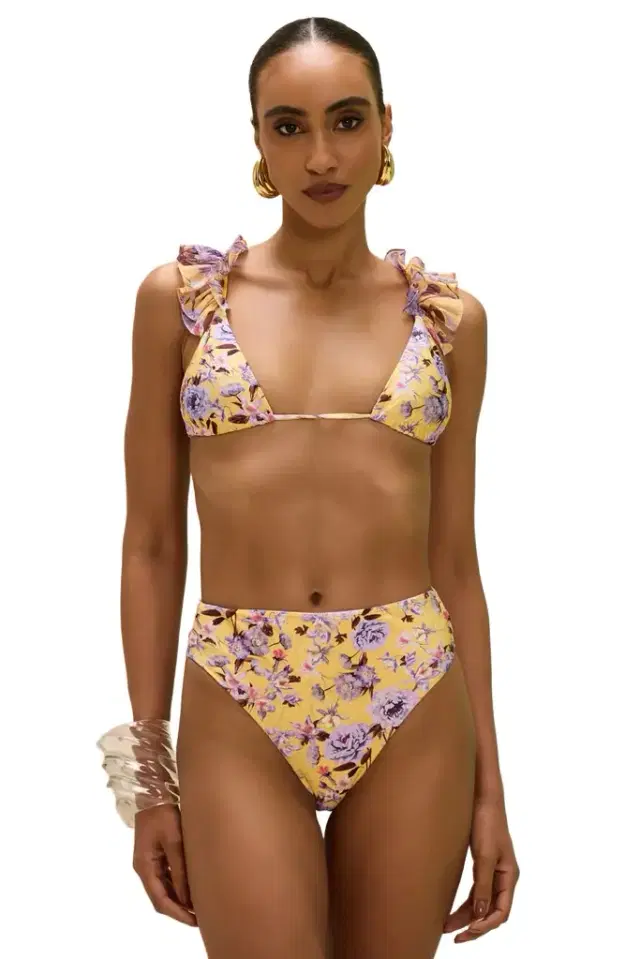 PatBo PEONY PRINT LYCRA HIGH WAIST BIKINI BOTTOM