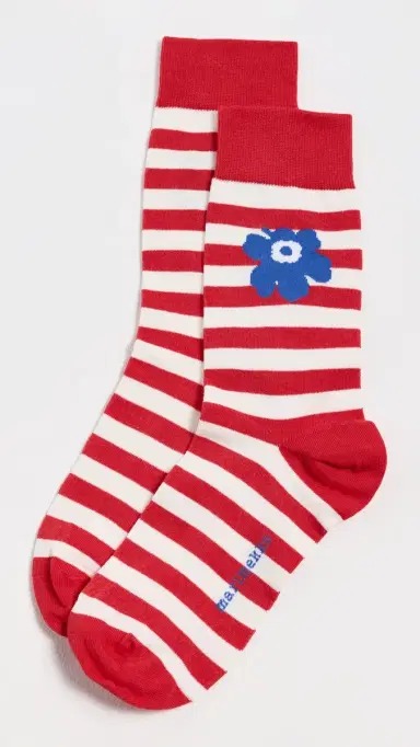 Marimekko Kasvaa Tasaraita Unikko One Socks Red/Off White/Blue 37-39 | Thumbnail 2