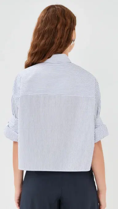 TWP Next Ex Button Down Shirt White/Midnight | Thumbnail 3 TWP Next Ex Button Down Shirt White/Midnight | Thumbnail 3