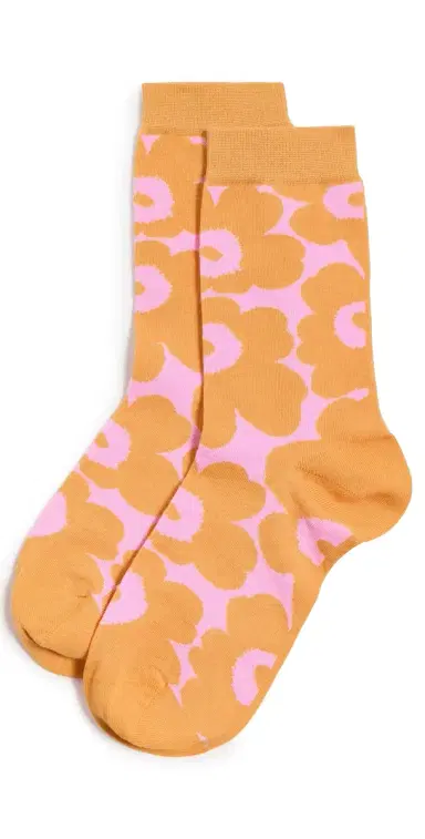 Marimekko Linjaus Unikko Socks Orange, Pink 40-42 | Thumbnail 1