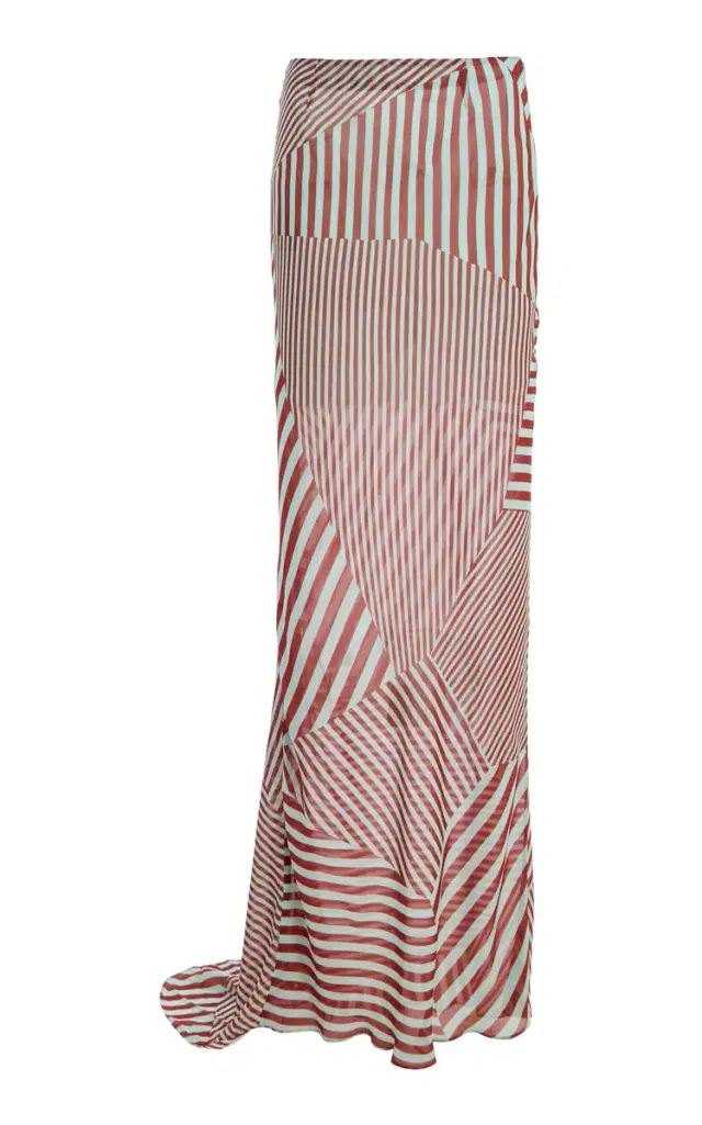 De La Vali Exclusive La Isla Diosa Striped Chiffon Maxi Skirt