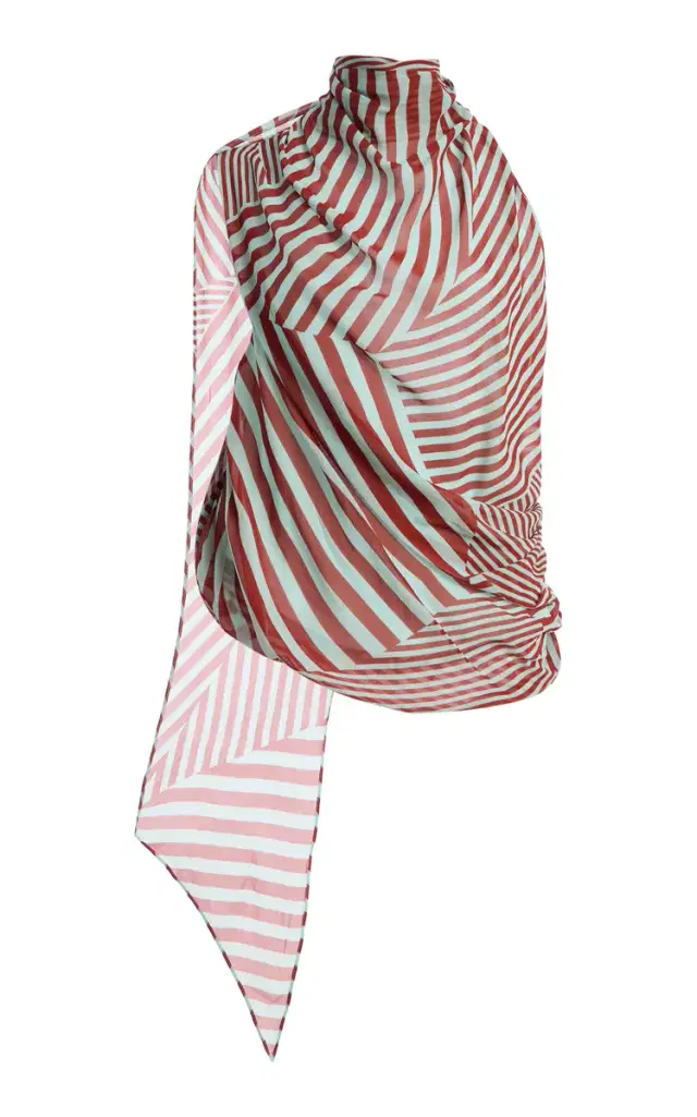Exclusive La Isla Monorca Striped Chiffon Tie-Neck Top
