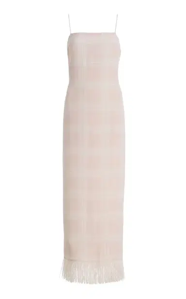 Posse Exclusive La Isla Lola Fringed Plaid Crepe Midi Dress | Thumbnail 8
