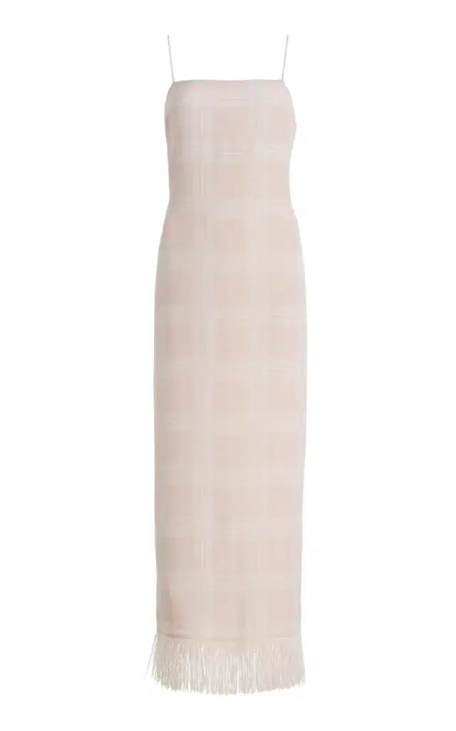 Posse Exclusive La Isla Lola Fringed Plaid Crepe Midi Dress