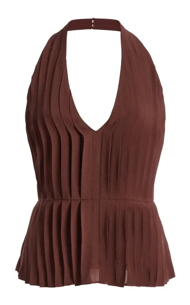 Posse Exclusive La Isla Jane Pleated Crepe Halter Top